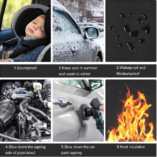 Sound Deadening Material for Cars 157mil (4mm) 6sqft Adhesive Automotive Sound Dampening Foam Mat Soundproof Deadener Closed Cell Foam Noise Reducing