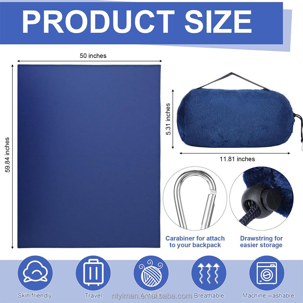 2 in 1 Multifunctional Travel Blanket, Lightweight and Warm, with Drawstring Storage Bag, Suitable for Aircraft and Camping