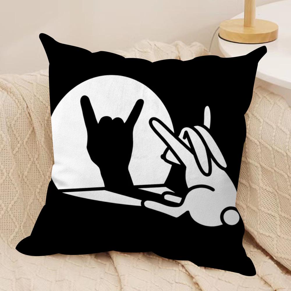 Funny Rabbit hand shadow Cushion Cover Soft Plush Fabric DoubleSided Printed Cushion Covers for All Seasons Modern Home Decor