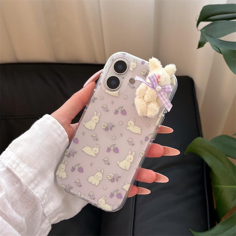 Цветочный чехол с кроликом для iPhone 14/15/16 Pro Max/17