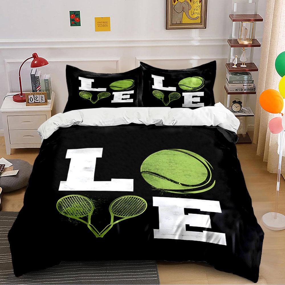 Tennis Love Graphic Design Bedding Duvet Cover Set (1*Duvet Cover 2*Pillowcases, without duvet insert)