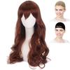 CaseEden Cosplay Длинный волнистый Включает 2 сетки для парика Парик, Волосы, 70 см, Термостойкий, Коричневый,