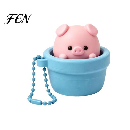 Mechanical Button Clicker Potted Pig Toy with Bead Chain, Clicky Fidget for Stress Relief, Finger Backpacks School Bags Decor Backpack Pendant