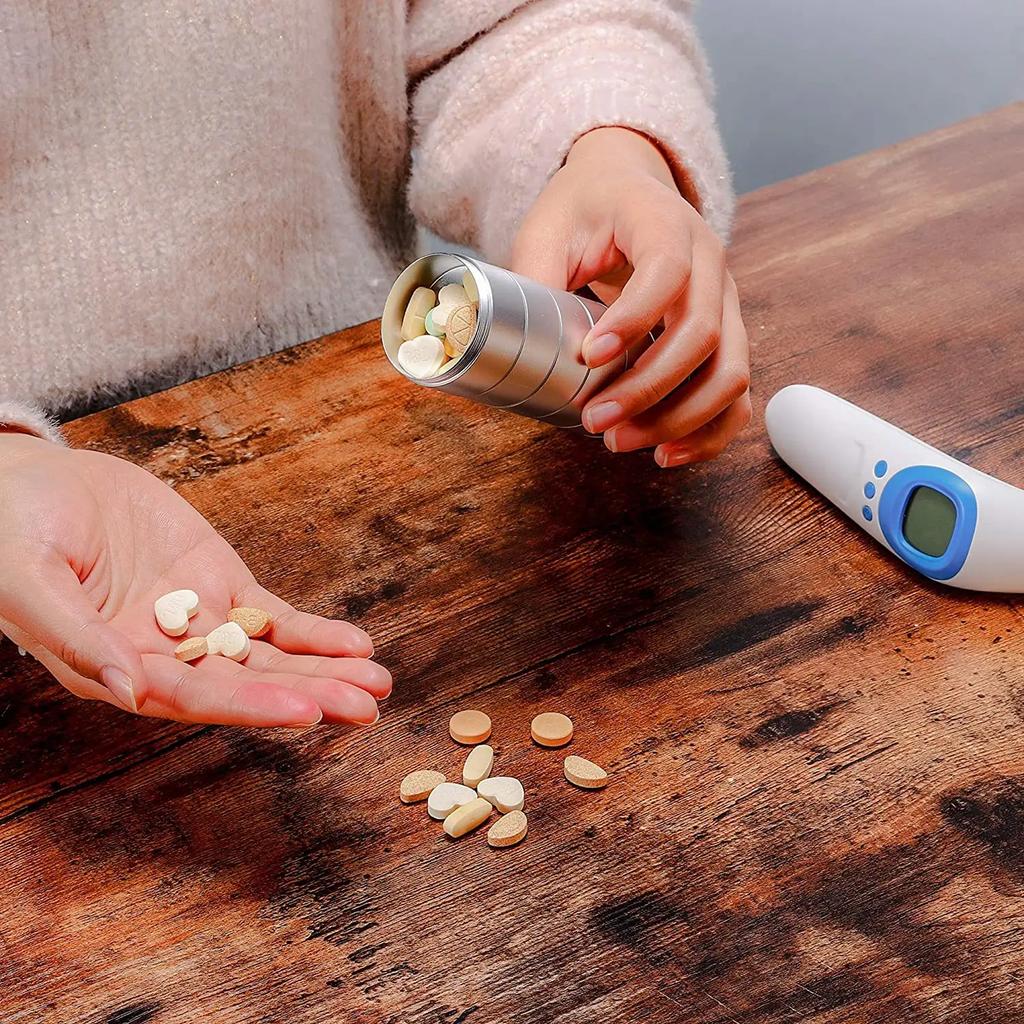 Новый портативный футляр для таблеток для путешествий, металлический органайзер для таблеток, водонепроницаемый контейнер для таблеток, контейнер для таблеток, органайзер для бутылочек с лекарствами на неделю