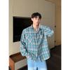 American Retro Plaid Shirt Men's Spring and Autumn New Street Trend Loose Couple Casual Long Sleeve Shirt Coat