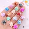 50pcs Mix Resin Mini Colorful Three Leaf Rose Flat Back Flower Figurines Nail Art DIY Wedding Scrapbook Crafts Accessories Decor
