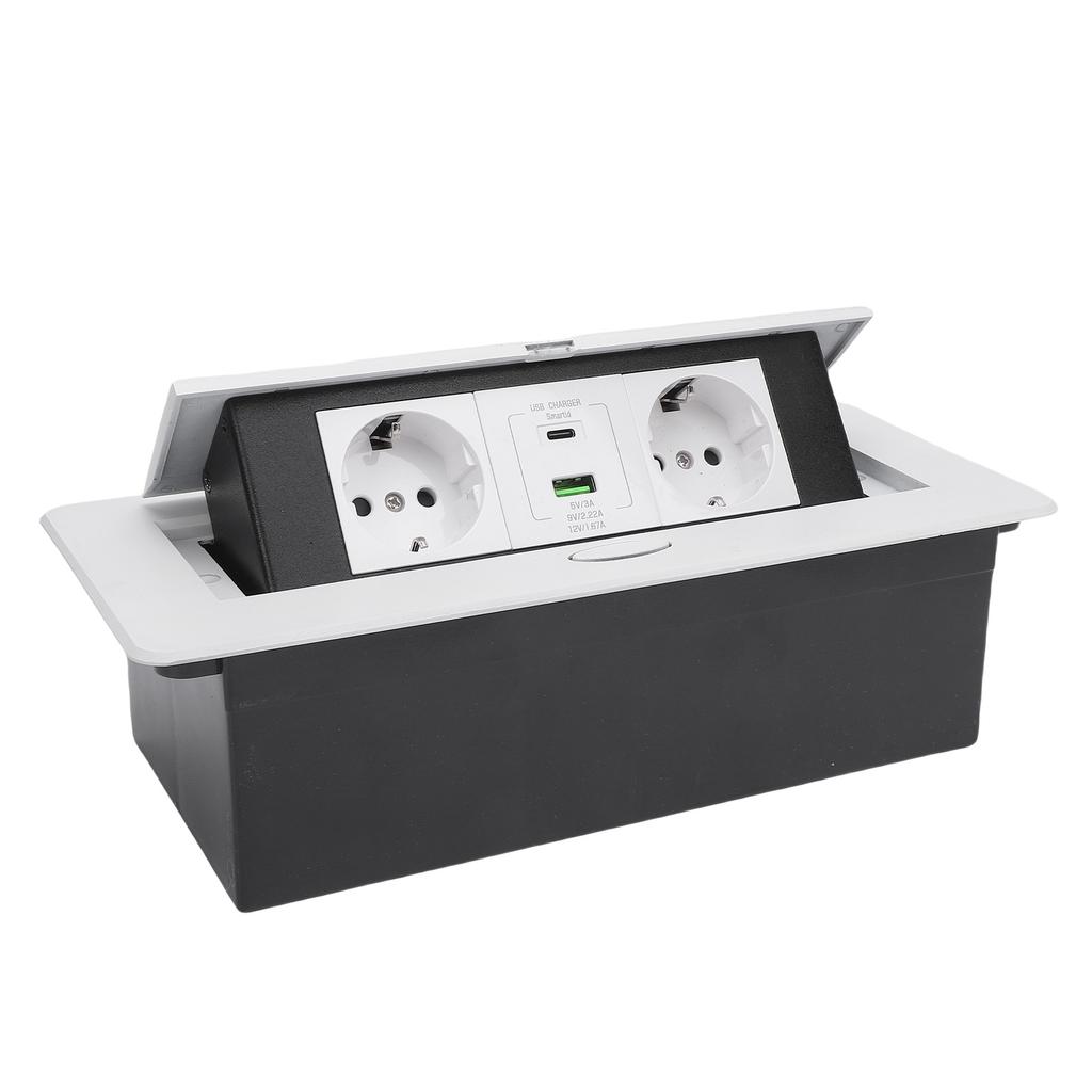 Recessed Desktop Outlet Box Water Proof Power Hub Conference Room Countertop Socket 2 Prong Hole