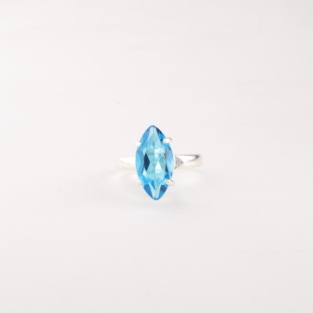 Швейцарский голубой топаз драгоценный камень 925 стерлинговое серебро ювелирные изделия ручной работы дизайнерское кольцо RR-65-3