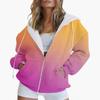 Autumn New Gradient Print Casual Long-sleeved Zipper Hoodie Sweatshirt Women's Fashionable Loose Casual Top