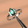 Women's Green Emerald Marquise Cut Gemstone Ring May Birthstone 925 Sterling Silver Statement Ring For Engagement & Anniversary Wear