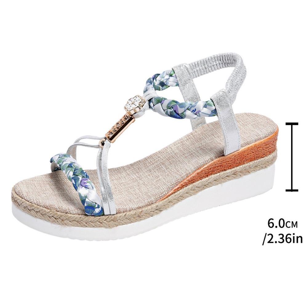 Мода Новая Женская Мода Удобные Уличные Туфли на Танкетке Лето 2025 Цветок Нескользящая Платформа Пляж Низкий Каблук Сандалии Туфли для Женщин
