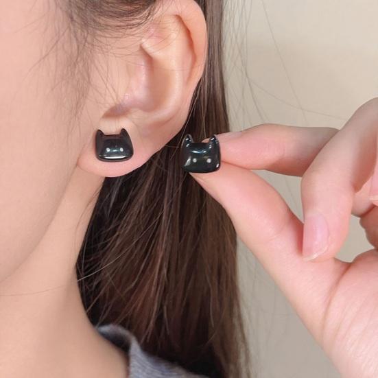 1 пара женских сережек-гвоздиков с имитацией кристалла, градиентного цвета, с дизайном мультяшного кота, серьги-гвоздики, ювелирное изделие, подарок