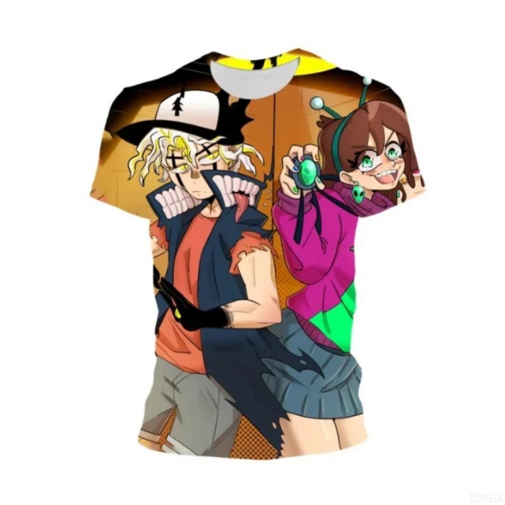 Футболка с 3D-принтом Аниме Манга Мужская Женская Круглый вырез Короткий рукав Модная Одежда в стиле Харадзюку Детские Топы Большого размера Мужская одежда