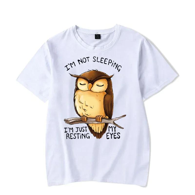Men T-shirt I'm Not Sleeping I'm Just My Resting Eyes Kawaii T Shirt Unisex Cotton Tshirt Funny Owl Graphic Tshirts Oversized T