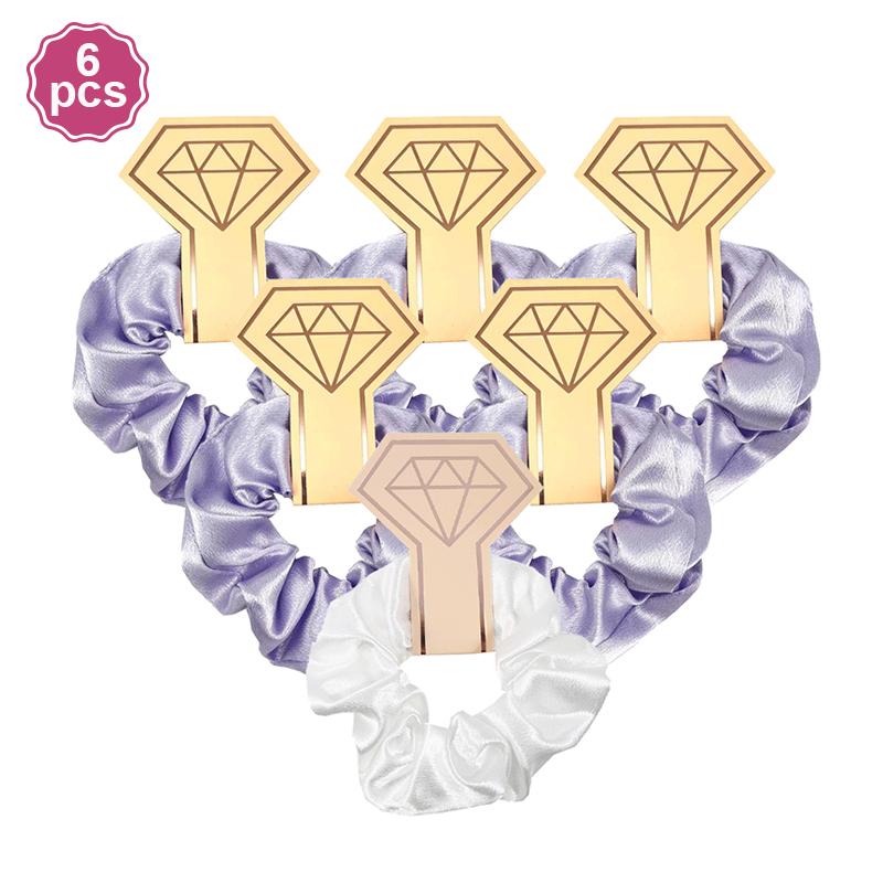 6Pcs Bridesmaid Gifts Satin Hair Ties Scrunchies Elastic Intestine Hairbands Wedding Bachelorette Party Favors Women Accessories