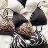 French Triangular Cup Bra Summer Seamless Comfort Lingerie Women Small Chest Push Up Brassiere Zebra Leopard Print Underwear