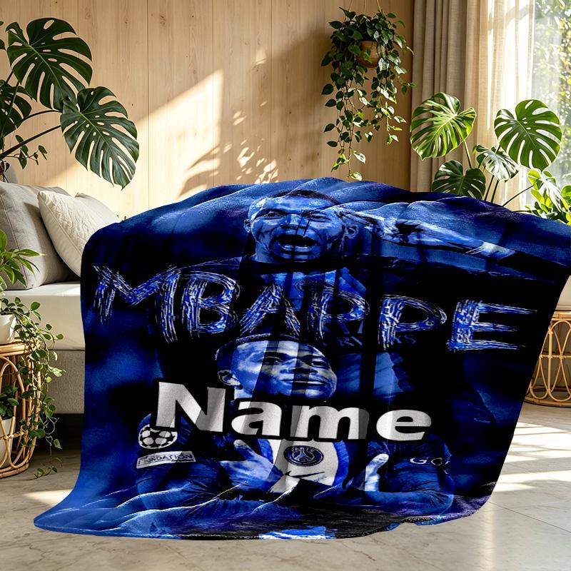 Custom Name Personalized Kylian Mbappe Print Blanket, Home Decor, Bedroom, Sofa, Camping, Couch, Gifts for Birthday ChristmasEnthusiasts