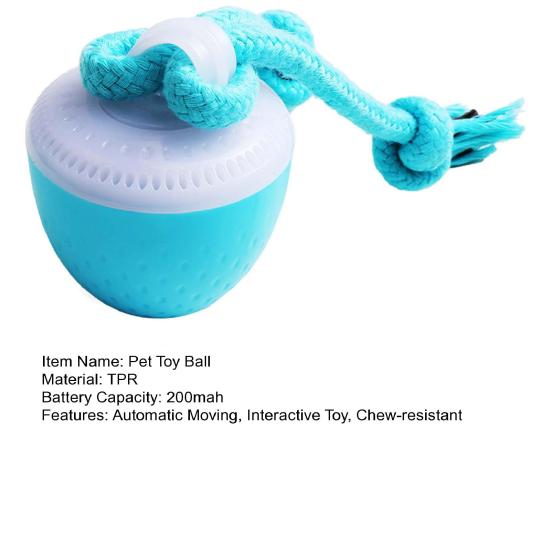 Интерактивный мяч для собак, электрический мяч для питомцев с веревками, автоматически двигающаяся и катящаяся игрушка для питомцев для маленьких, средних и крупных собак, для ежедневных тренировок и упражнений
