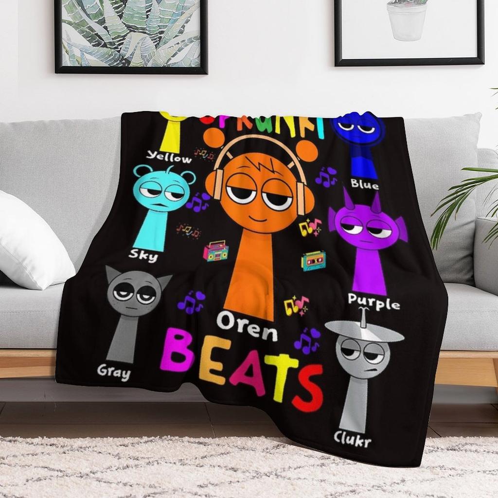 1PC Game Sprunki Throw Blanket Incredibox 3D Printed Soft Fuzzy Nap Blanket Bedspreads All Seasons For Girl Boy Kids Teenagers