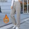Women's Fashion Casual Plaid Print High Waist Trousers Pants & Capris