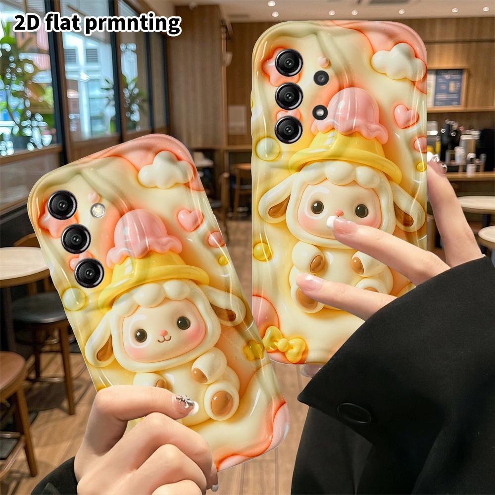 Чехол для телефона: 2D плоский дизайн, подходящий для защитного чехла Samsung Galaxy A34 A35 M05 M06 S20 S22 S21 FE Plus 5G, шапка-мороженое маленькая овечка, идеальный Chr