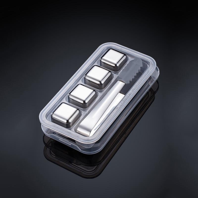 Набор кубиков льда для виски из 4/6/8 предметов с силиконовыми щипцами и лотками для кубиков льда, многоразовые кубики льда из нержавеющей стали