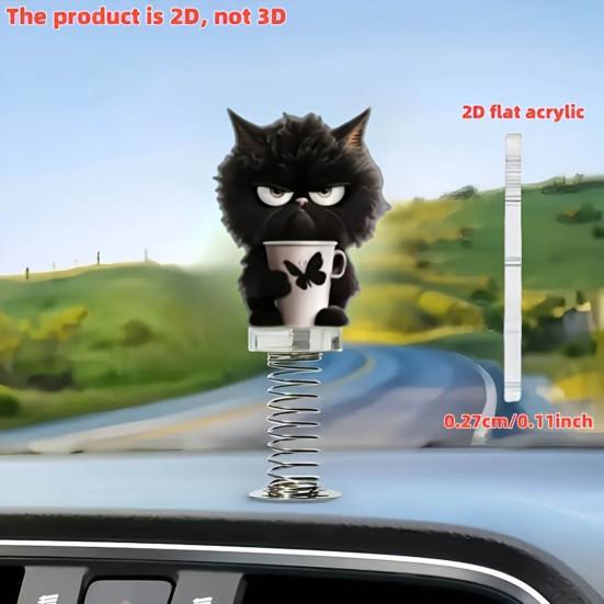 2D Acrylic Cat Bobblehead Bouncing Cat Decoration Cartoon Cat Ornament