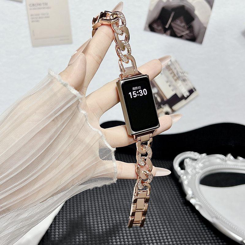 Блестящие Алмазы Металлические Ремешки для Huawei Watch Band 11 Браслет на Запястье Элегантный Браслет из Нержавеющей Стали для Huawei Bands 11 Pro