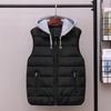 Men's Winter Warm Hooded Vest Solid Color Standing Collar Plus Size Sleeveless Vest Slim Vest