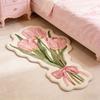 Creative Flower Shape Fluffy Soft Carpets Bow Design Comfortable Floor Mat Colorful Decorative Rug Bedroom