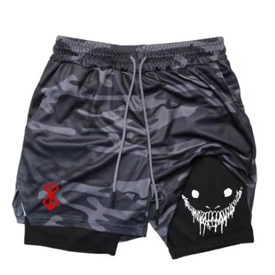 Berserk Muay Thai Kick Boxing UFC MMA Mixed Marcial Art Shorts Anime Men Women Unisex Double Layer Quick Dry Air Sports Gym Fitness Workout