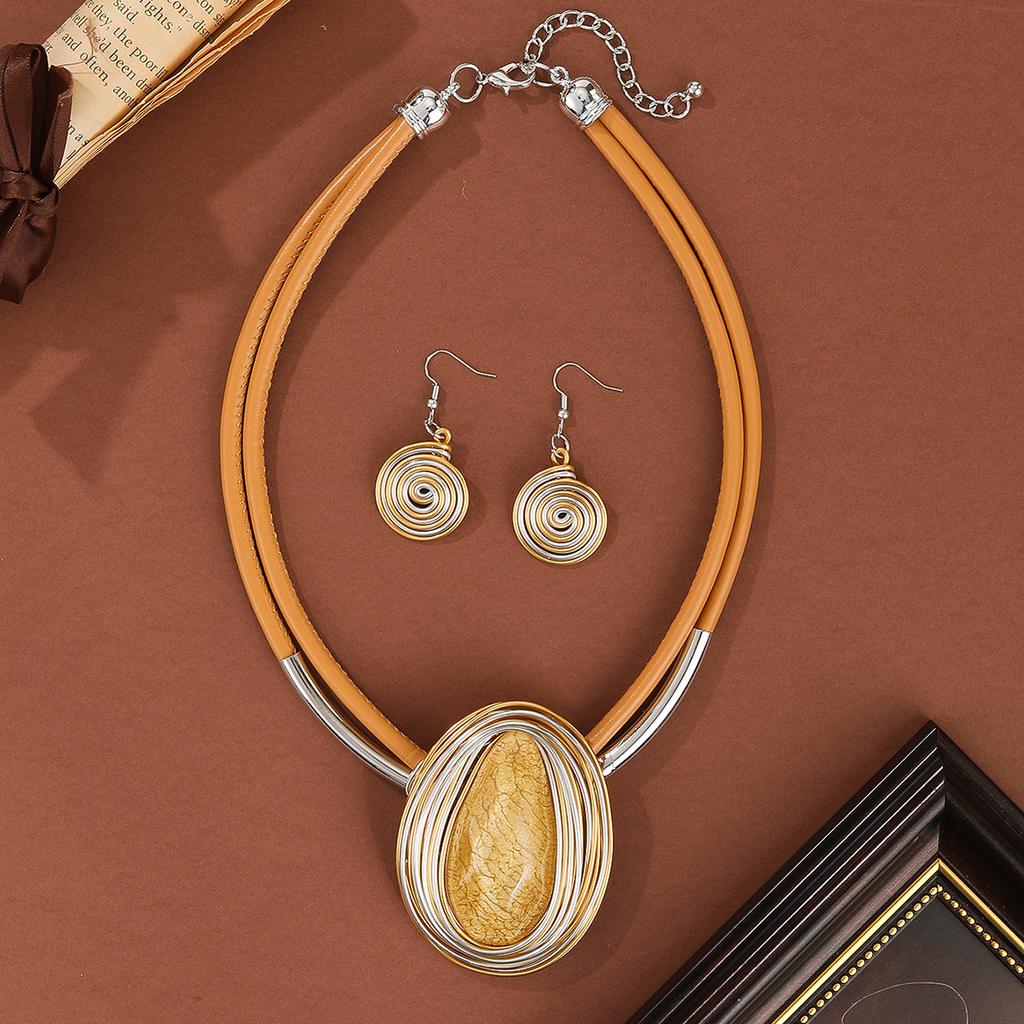 Colorful Crystal Oval Shape Necklace Earrings for Women Party Statement Jewelry Gifts