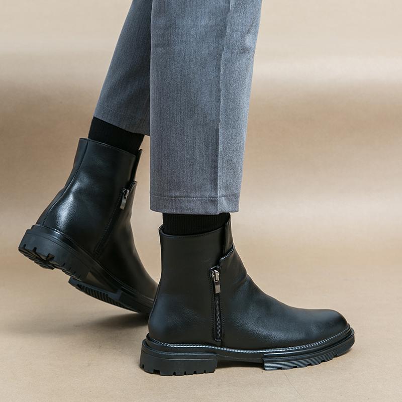 Высококачественные мужские кожаные ботинки челси Классический ретро стиль Ботинки на толстой подошве Толстая подошва Противоскользящие Износостойкие Высокие ботинки