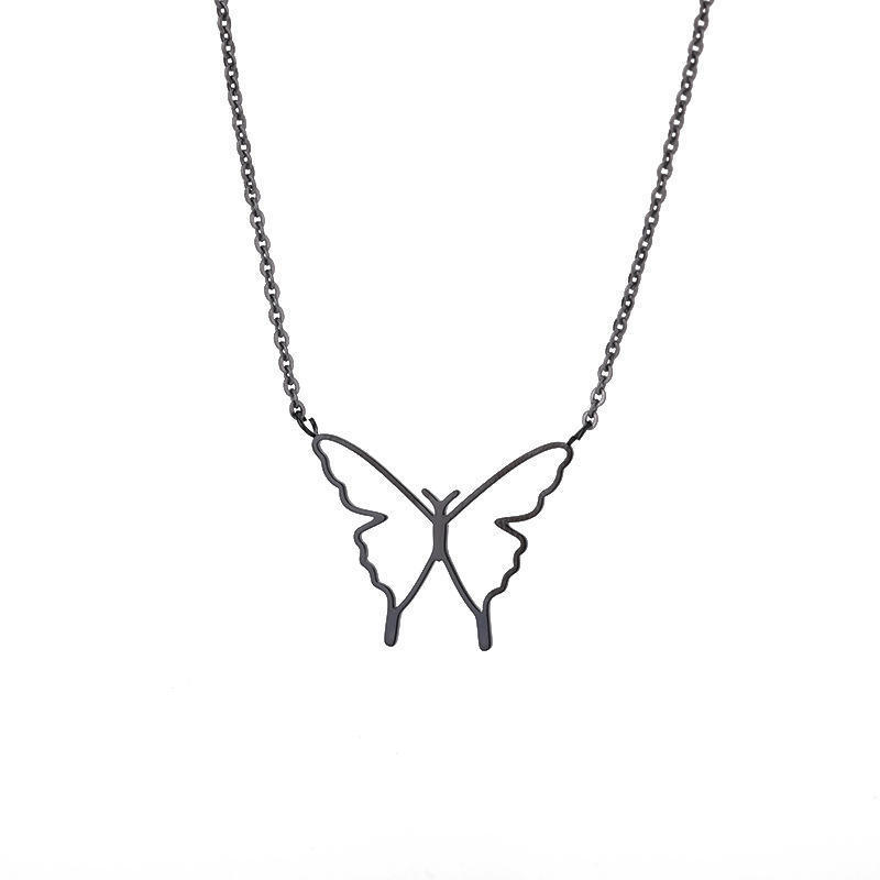 Hollow Butterfly Stainless Steel Necklace, Simple Niche High-end Versatile Pendant