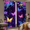 Blue And Purple Butterfly Print Curtains, Pole Bag Curtains, 42*84, Bedroom And Living Room, Home Decoration, Room Decoration