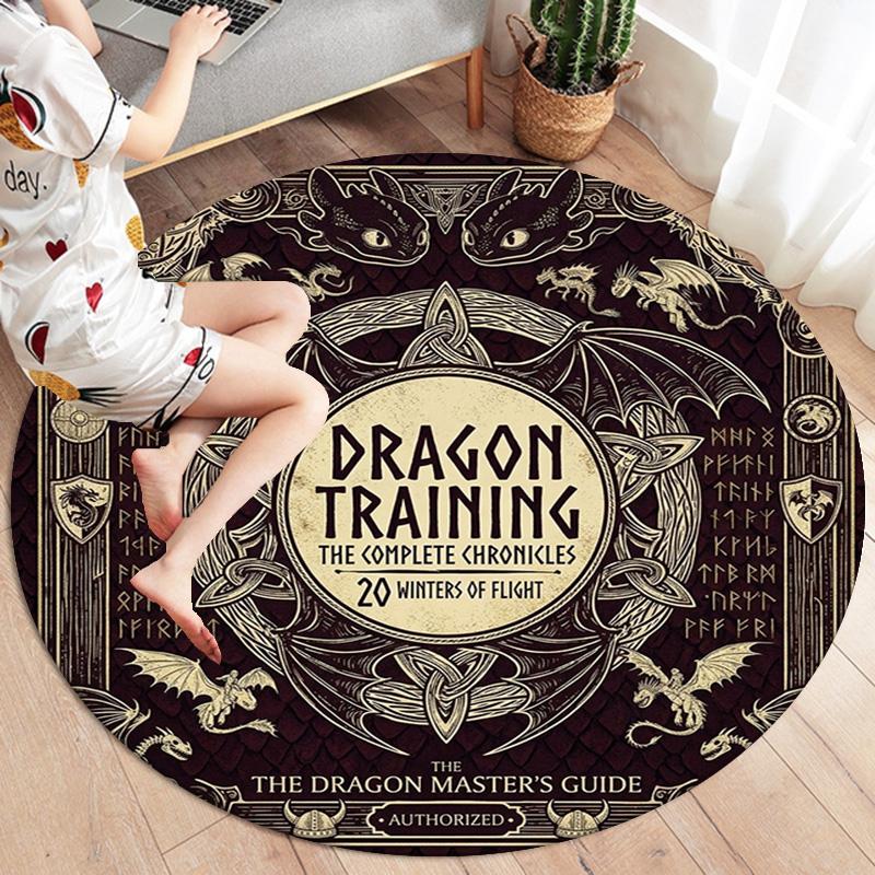 How Train Dragon Round Area Rug Carpet Rug For Living Room Bedroom Sofa Playroom Decor Nonslip Floor Mat