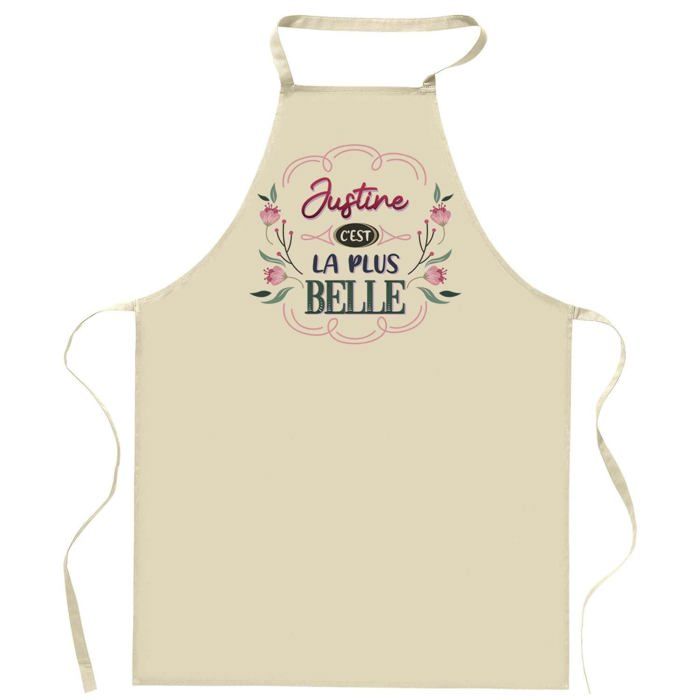 Tablier de cuisine - Justine - Impression bretonne - Coton épais résistant - Liens ajustables