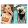 Women Straw Hat Wide Brim Breathable Lightweight Sun Protection Hat with Lace-up Bowknot Decor Sun Hat