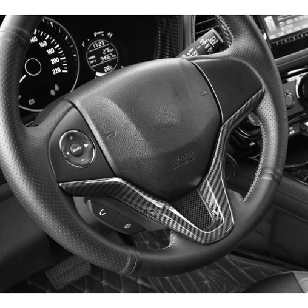 Carbon Fiber ABS Steering Wheel Cover Trim Fit For Honda HR-V HRV 2016-2021