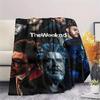 1 шт. Фланелевое одеяло с принтом The Weeknd, Высокое качество, Удобное для всех сезонов, Декор для дома, Тепло и уют, Идеально для рождественских подарков