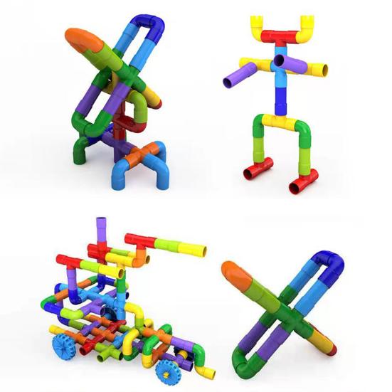 80/100/200Pcs Kids Pipe Building Block Toy Fine Motor Skills Colorful Tube Block Construction Toy Toddlers Boys Girls Educational DIY
