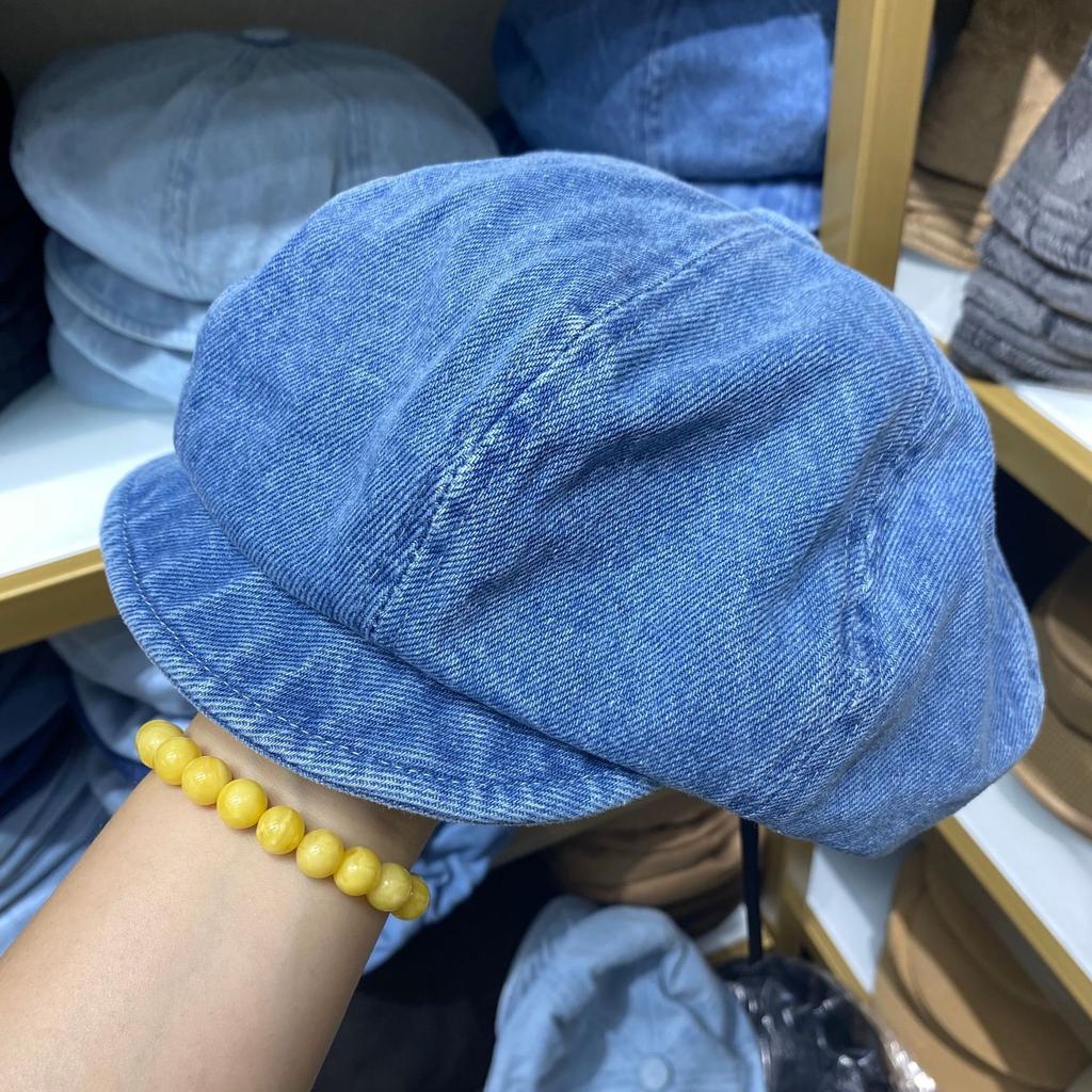 Короткие поля джинсового берета женская ретро потертая восьмиугольная шляпа весна и осень универсальная шляпа с маленьким облаком шляпа художника