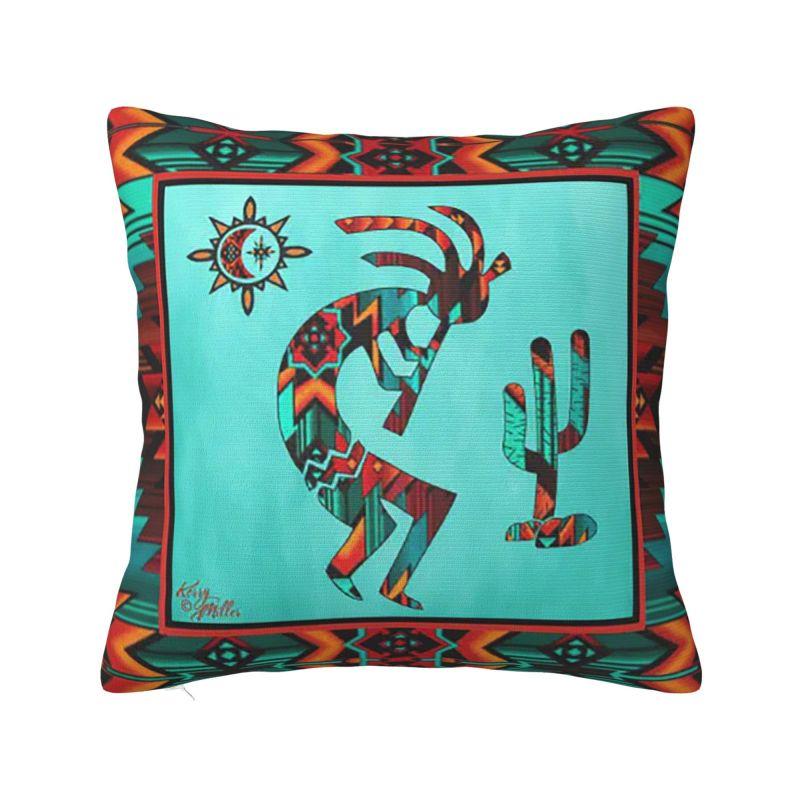 African Tribal American Kokopelli Throw Pillow Case Bedroom Decoration Cushions Cover For Sofa Chair Square Polyester Pillowcase