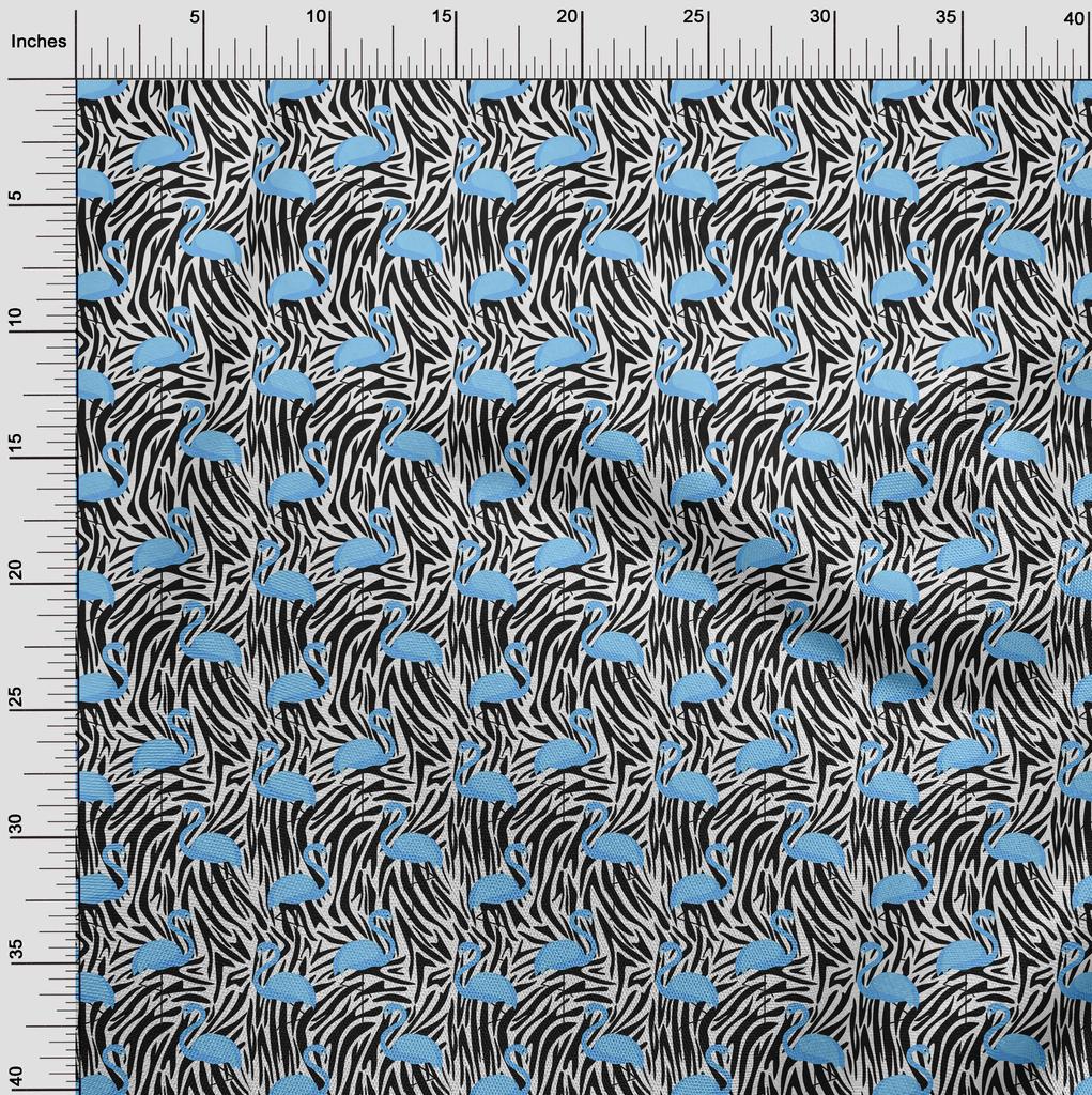 oneOone Cotton Flex Light Blue Fabric Flamingo Dress Material Fabric Print Fabric By The Yard 40 Inch