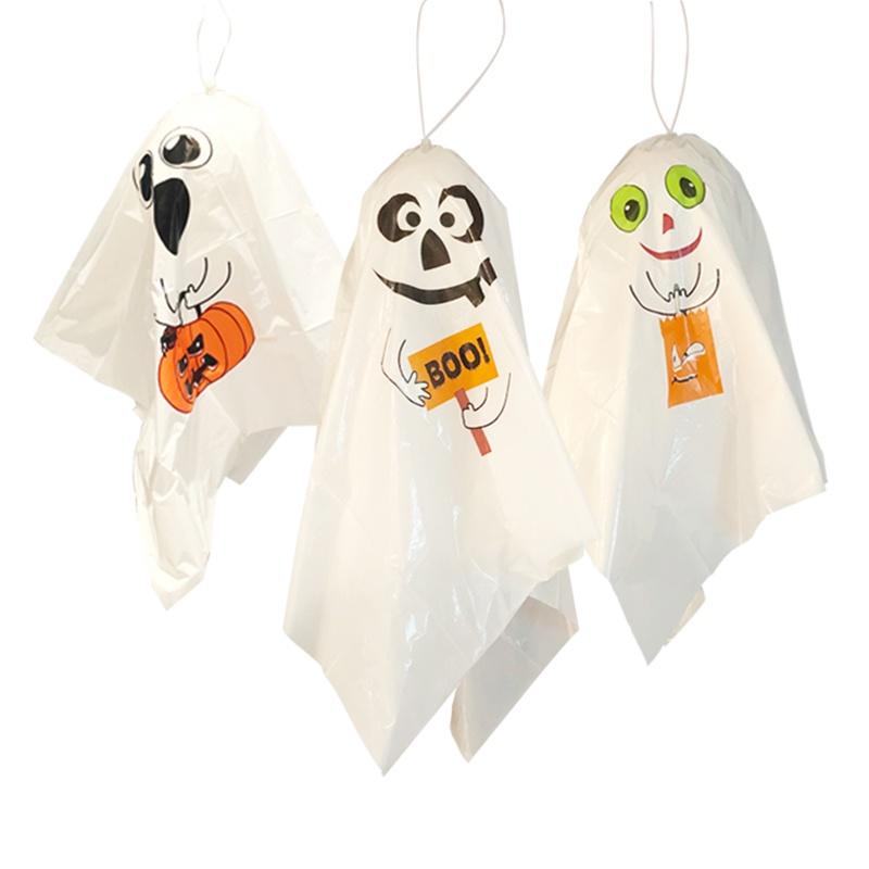 Haunted 3 Halloween Hanging White Ghost Spooks Party Decoration Outdoor Indoor