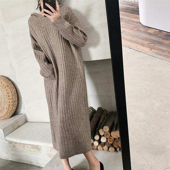 Women's High-Waisted A-Line Wool Skirt with Sweater - Hip-Covering, Slimming, Medium-Length for Autumn/Winter