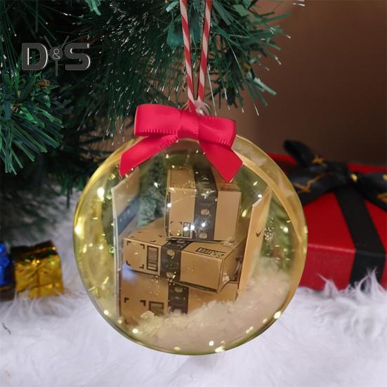 Забавные мини-упаковки, украшение, рождественский прозрачный шар, подвеска, рождественская елка, подвесная экспресс-коробка, украшение, подарочная коробка
