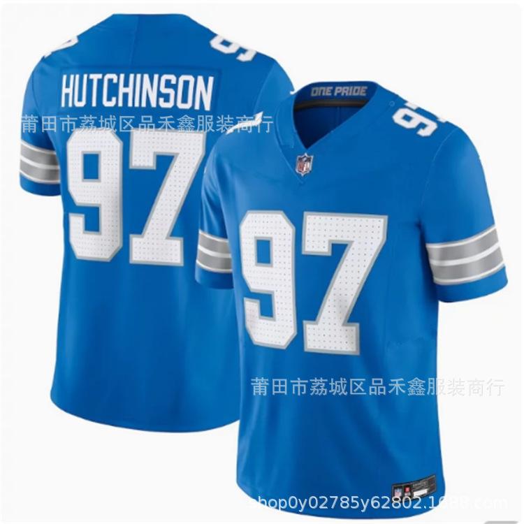 NFL Detroit Lions Detroit Lions Rugby No. 97 Aidan Hutchinson Jersey Men's
