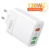 120W USB Fast Charging 5 Ports Quick Charger 3.0 Mobile Phone Adapter For iPhone 15 Pro Samsung Xiaomi Huawei Wall Charger