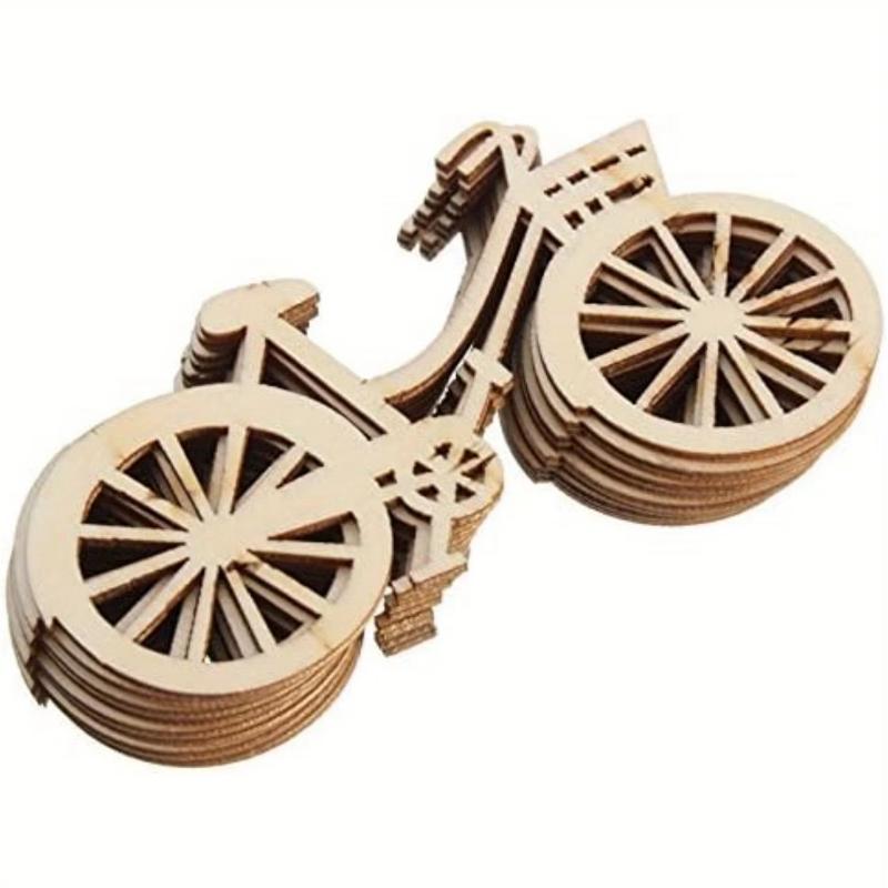 DIY Wooden Mixed Bicycle Shape Garniture Handmade Crafts Slices Home Decoration Accessories Scrapbooks Painting